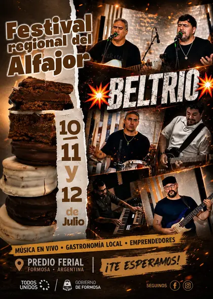 Flyer Festival Regional del Alfajor – BELTRÍO 12 de julio de 2026